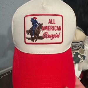 All American Cowgirl Red and White Cap